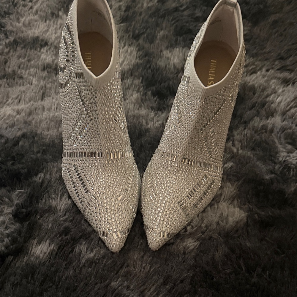 Thalia Sodi Glittering Silver Ankle Boots